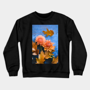 Oak Leaves and Dahlia Flowers Crewneck Sweatshirt